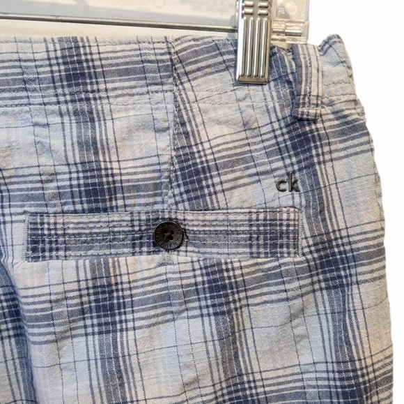 CALVIN Klein men’s blue plaid shorts sz 30 - Picture 3 of 6